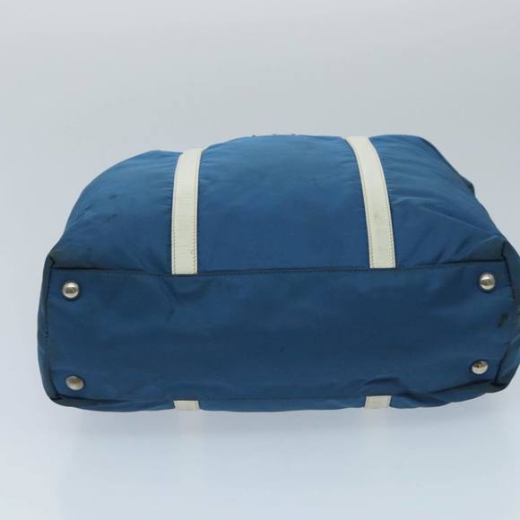 PRADA Hand Bag Nylon Leather 2way Blue White Silver Auth fm3972 - Picture 5 of 16